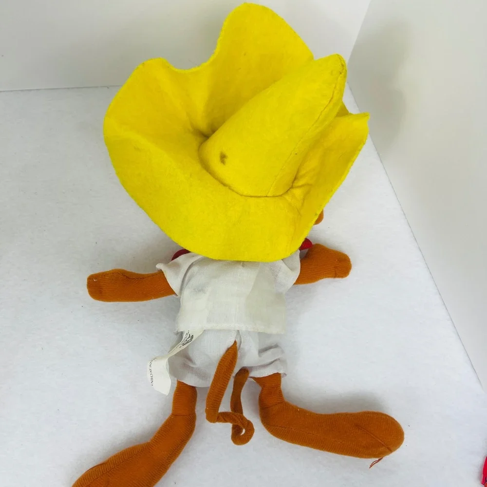 Vintage Looney Tunes Speedy Gonzales Plush Toy 11 Inch Yellow Sombrero Mouse